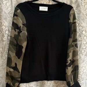 SixFifty Black Sweater with Camouflage Sleeves